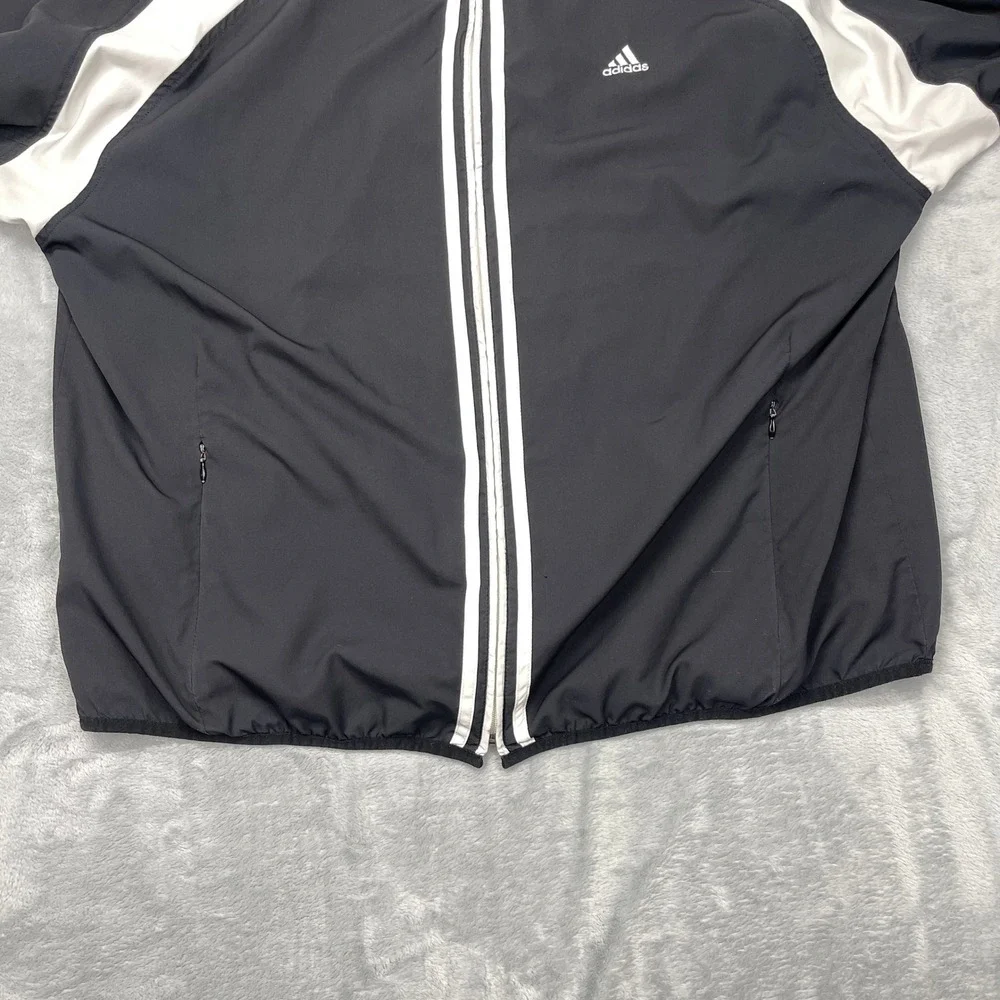 Adidas Track Jacket Mens XL‎ Black White Athletic Sportswear Mock Neck Full Zip